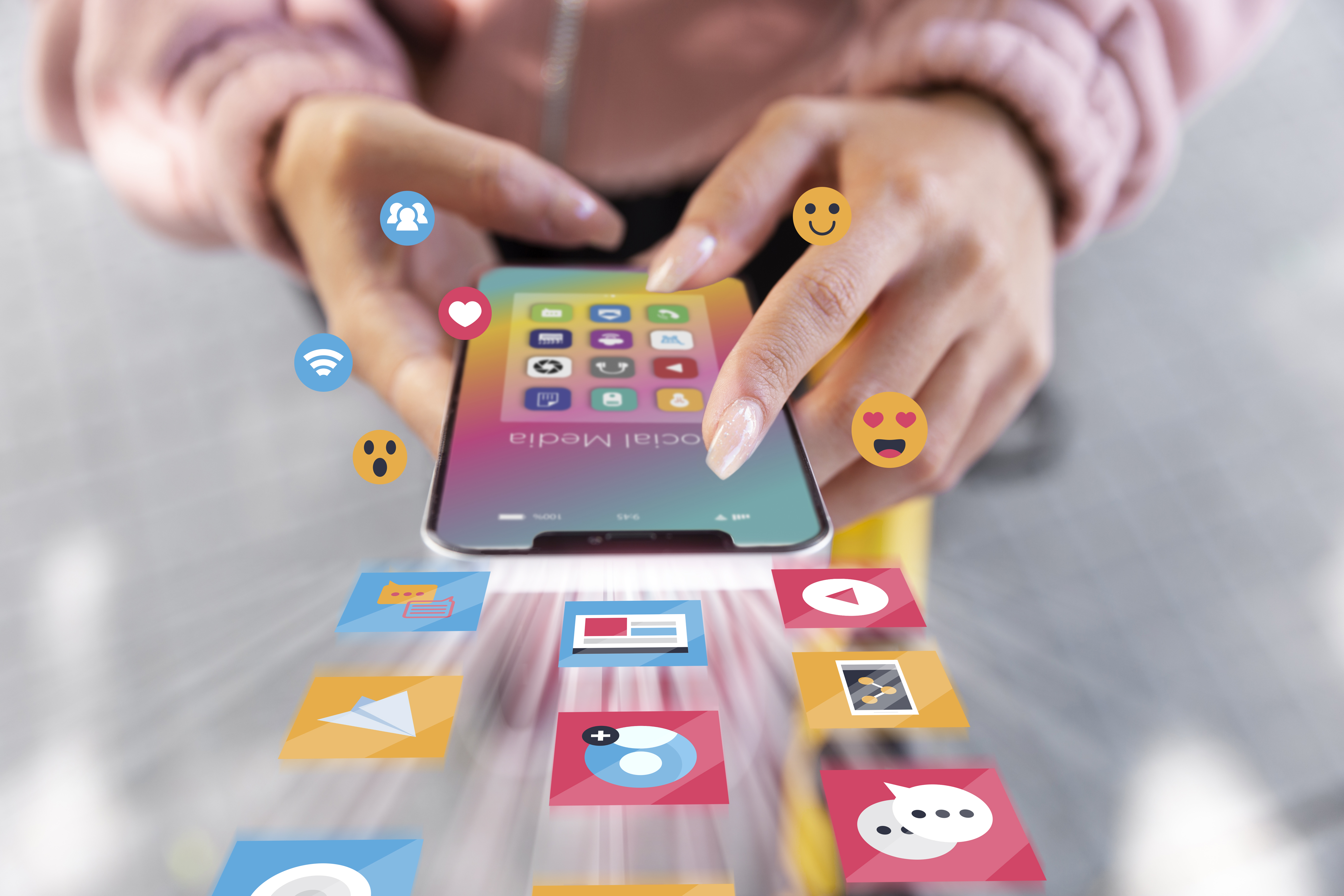 concepto de marketing en redes sociales para marketing con aplicaciones